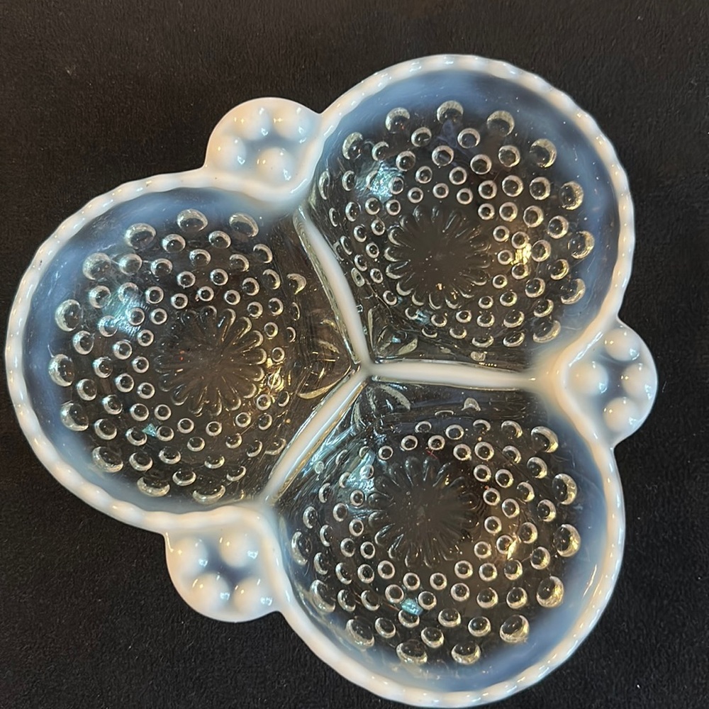Vintage moonstone Cloverleaf Dish